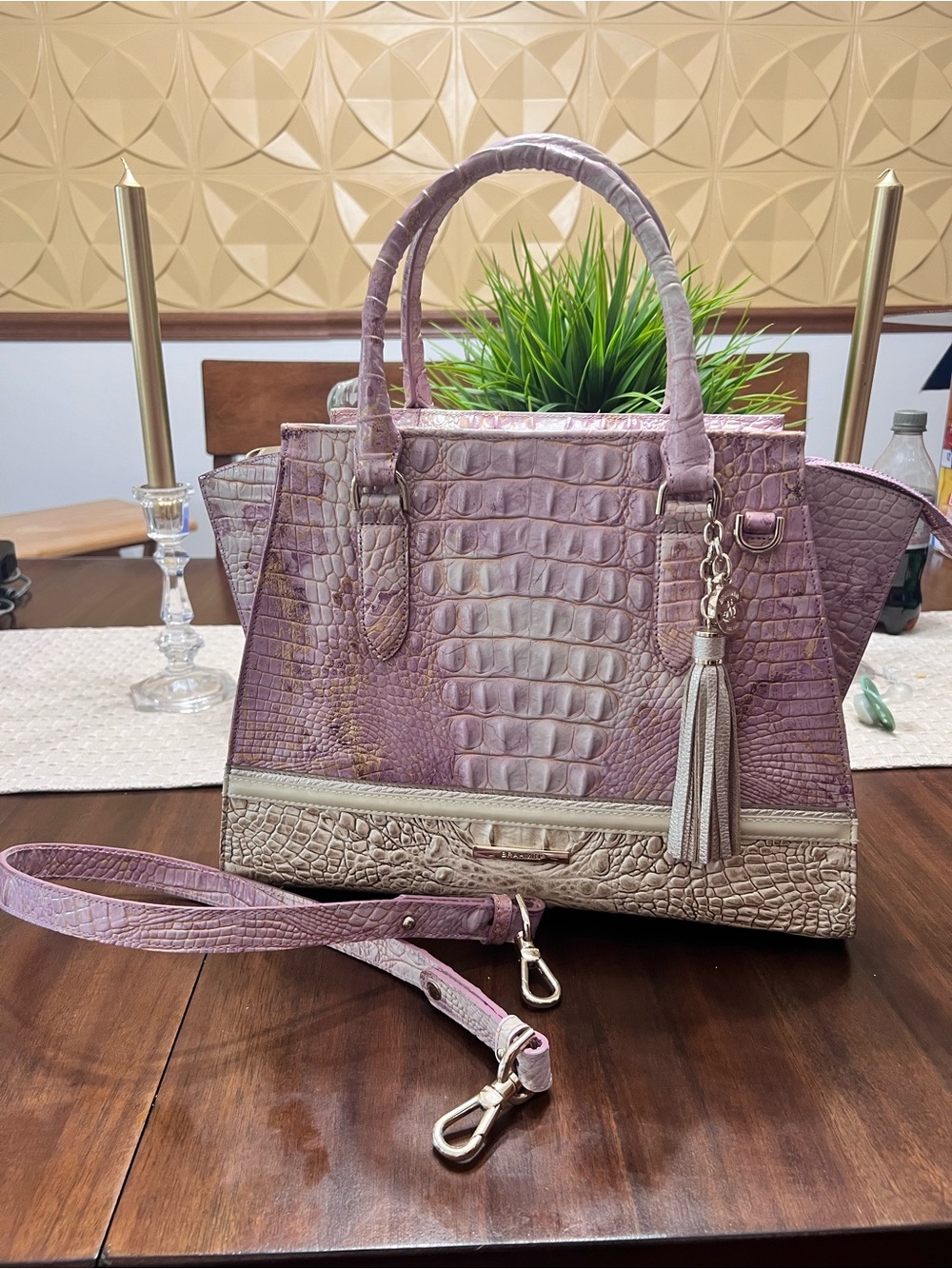 Brahmin Lilac Whimsy Priscilla Satchel